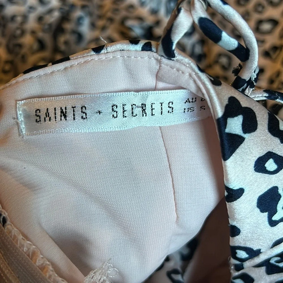 Saints Secrets Sweetheart Neckline Slip Flirty Fit and Flare Cheetah Dress C2 - Picture 3 of 4
